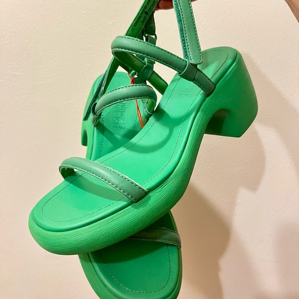 Camper Thelma Green Block Heel Sandals - Picture 3 of 5
